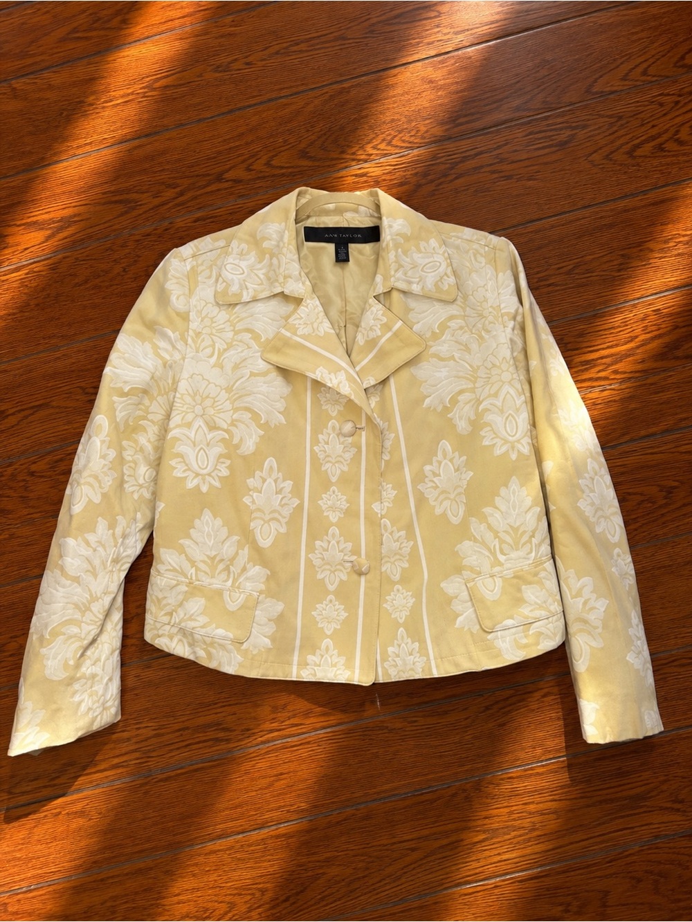 Apostrophe Cream & Yellow Floral Jacquard Blazer Sz 16